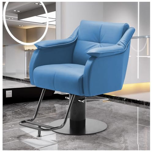 Friseurstuhl 200Kg Friseursessel 360° Drehbar Frisörstuhl Barberstuhl Höhenverstellbarer Barbersessel Hydraulischer Bedienungsstuhl Friseurbedarf Friseureinrichtung,Blau,F