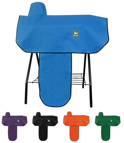 Westernsattelbezug mit 6 elastischen Bändern, wasserdichtes und strapazierfähiges Oxford-Gewebe, für die meisten Westernsättel in voller Größe, Blau