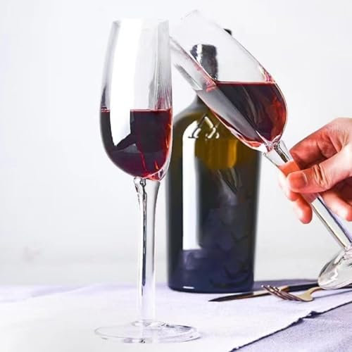 Demi-Tasse En Cristals à Longue Tige Pour Vin, Verres à Vin Rouge 140 Ml, Lot De 2 Verres à Vin, Verre à Vin De Forme Coupée En Deux, Verres à Vin Rouge Pour La Saint-Valentin, Mariage, Anniversaire