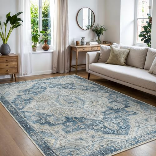 BEIMO Tapis lavable, antidérapant, 160 x 230 cm, style bohème vintage, léger et résistant décoloration, pour couloir, entrée, salon et zones à forte sollicitation