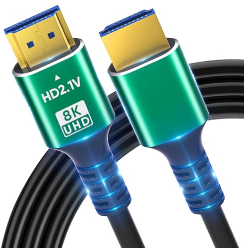 SHKI 8K 4K 10K HDMI Cable 48Gbps 10FT/3M, Ultra High Speed 2.1 HDMI Cable Cord-4K@120Hz 8K@60Hz, DTS:X, HDCP 2.2 & 2.3, HDR 10 Compatible with Roku TV/PS5/HDTV/Blu-ray