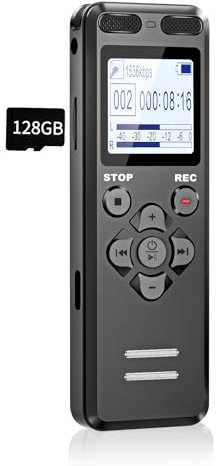 136GB Registratore Vocale, Tonnlog Registratori Vocali Digitali Professionale Portatile con Attivazione Vocale, USB-C Registratore Audio per Lezioni Riunioni, Registrazione/Bloccare con un Solo Clic