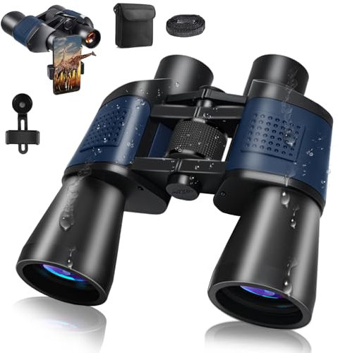 20x50 Fernglas für Erwachsene HD Hohe Vergrößerung Wasserdicht Ferngläser mit Großes Sichtfeld Feldstecher mit Smartphone Adapter,BAK4 Prism FMC Objektiv für Vogelbeobachtung,Sport,Wandern,Reisen