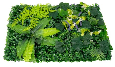 RjcdOPL Lot de 6 Panneaux Végétaux Muraux Artificiels, 40 x 60cm, Plastique, Décoration pour Jardins, Balcons, Couloirs, Arrière-Plans