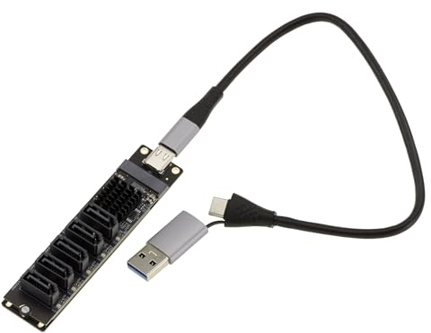 KALEA-INFORMATIQUE 5-portars SATA till USB 3.2 Gen 2x1 10G typ A eller C-omvandlare med JMicron JMB575 JMB580 chipset
