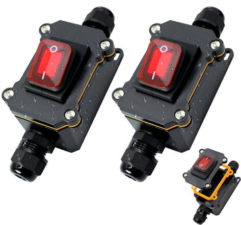 30A 220V IP65 wasserdichter kabelschalter AYWHP 2 PCS Wasserdichter Inline Schalter DC DPST 4 polig 12v Kabelschalter