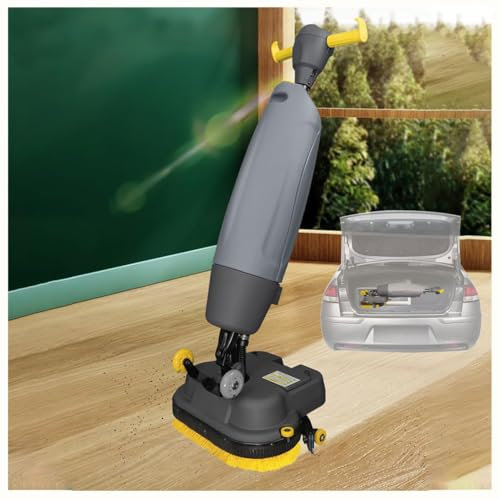 Brosse à récurer portable pour sols - 1800 m²/h - Brossage - Lavage et séchage au soufflage - Autonomie de la batterie de 80 min - Rotation à 360° - Type poussoir manuel pour hôtels, usines, centres