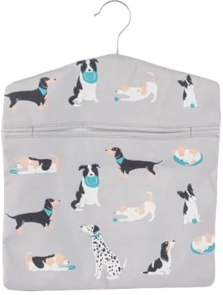 Joalpysm Star Print Peg Bag - Hang on Line, Peg Organisation, Easy Hanging Hook for Storage, Holds up to 50 Pegs, Reusable Clothes Peg Bag for Indoor Outdoor Use, 33 x 30 cm (Dog)