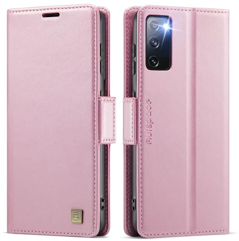 XYGLOW Handyhülle für Samsung Galaxy S20 FE Hülle Klapphülle Premium PU Lederhülle Klappbar Kartenfach RFID Schutz Standfunktion Schutzhülle für Samsung S20 FE Flip Case Wallet Tasche Cover, Rosa