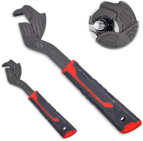 LEONTOOL 2 x selbstjustierende Rohrschlüssel, 8 x 12-Zoll-Schraubstock Micro 5 Schlüssel für Muttern von 9 bis 43 mm, selbstsichernde Schraubenschlüssel mit 3 seitlichen Zähnen für Reparaturen von