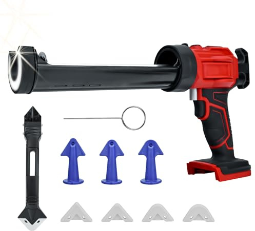 Cordless Caulking Gun for Milwaukee 18V Batteries,No-Drip Caulking Gun with LED Light,10oz/300ml,4-speed Adjustable Caulking Gun,Filling and Sealing Tool for Windows,Doors,Floors and Walls.