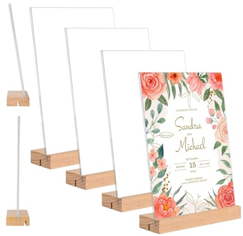Présentoir de table A5 en acrylique avec pied en bois, double stations de kar, support d'école primaire, présentoir photo, présentoir publicitaire, pied en bois pour carte de menu, café, restaurant