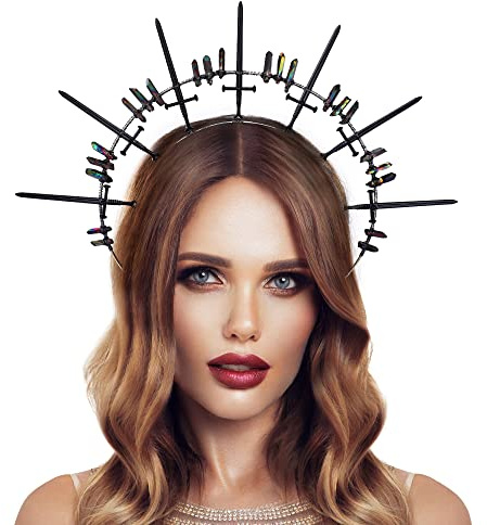 Haarreif Sonne Elfen Feen Kostüm Damen Gotisches Schwarzes Halo Krone Renaissance Göttin Goth Schmuckband Jungfrau Maria Kopfbedeckung Kopfbedeckung Griechische Faschingskostüme Karneval Kostüm