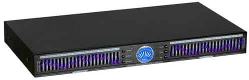 Digital Audio Stereo Graphic EQ,22-Band Stereo Graphic Equalizer, HiFi Audio Tuning Equalizer, Automatic Noise Reduction, with 10 Preset Effects, Dual Channel 1u Rack Mount