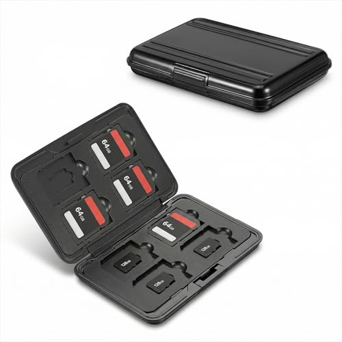 XLIUAX 8 ranuras para tarjetas SD, resistente al agua, funda de metal para 8 tarjetas SD y 8 tarjetas TF