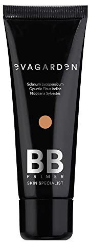 EVAGARDEN BB Primer - Gives Your Complexion Smooth and Luminous Appearance - Effectively Hydrates, Refines and Protects - Fluid and Creamy Texture Uniforms Your Skin - 298 Skin Caramel - 1.01 oz