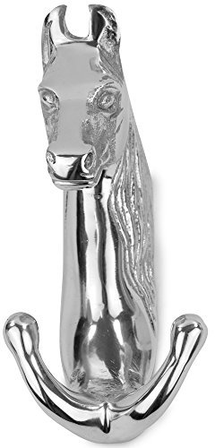 La Finesse Doppel-Haken Pferdekopf Garderobe Kleiderhaken Silber Metall 16,5 x 9,5 cm Wandhaken Pferd