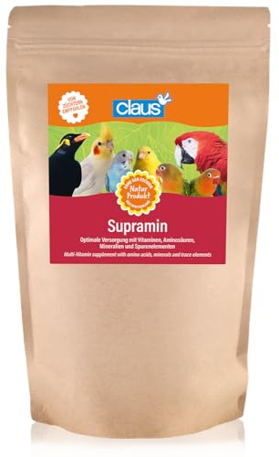 Claus Supramin | 500 g | Ergänzungsfuttermittel für Ziervögel | Mit wichtigen Vitaminen, Aminosäuren, Mineralien und Spurenelementen | Für alle Lebensphasen geeignet