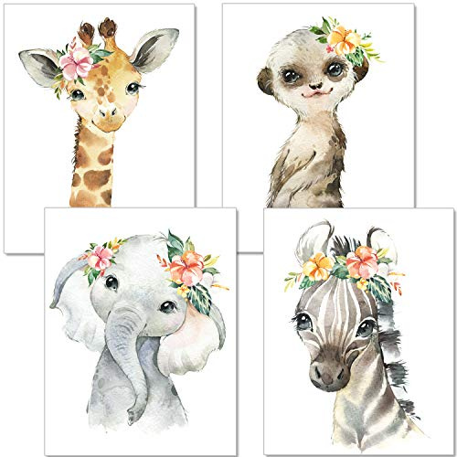 artpin® 4er Set Poster Kinderzimmer - A4 Bilder Babyzimmer - Deko Mädchen(P36)