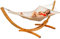AMANKA XXL Hängematte mit Gestell - 325 cm Hängemattengestell Outdoor Holz - Beige Stabhängematte - für 2 - Ständer Zwei Personen