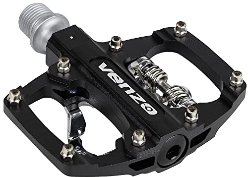 Venzo Multi-Use Compatible with Shimano SPD Mountain Bike Bicycle Sealed Clipless Pedals - Dual Platform Multi-Purpose - Great for Touring, Road, Trekking Bikes - Size: 85 x 80 mm = 3.3 x 3.1 inch