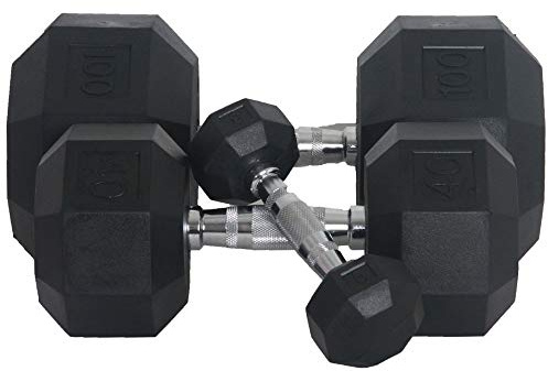 Fitness First Gummi Hex Kurzhantel Paar 18 kg, Schwarz (F1DB2 18 kg)