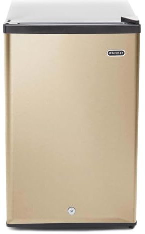 Whynter Upright Freezer with Lock, 2.1 Cu. Ft. Small Freezer Mini Freezer for Bedrooms, Dorms, Garages, Offices, CUF-210SSG, Rose Gold