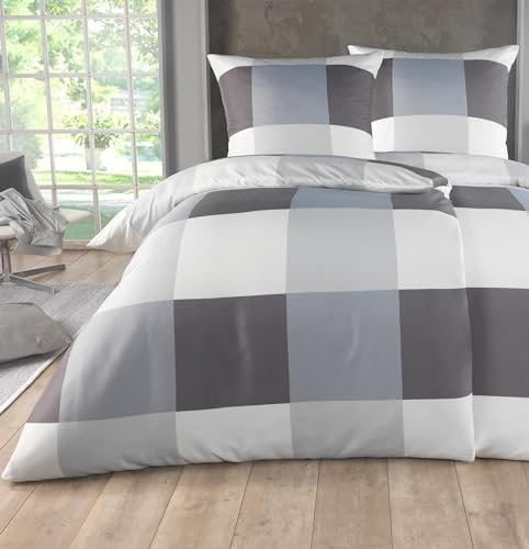 Kuscheli® Bettwäsche 135x200 4 teilig | ÖkoTex Zertifiziert & für Allergiker geeignet |Bettwäsche Set mit je 2 Bettbezügen 135 x 200 & Kissenbezügen 80x80 | modern & hochwertig, Farbe:D04