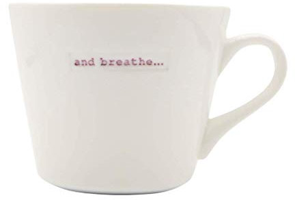Keith Brymer Jones - Word Range - Standard Ceramic White Mug - and Breathe... - 350ml - Gift Boxed