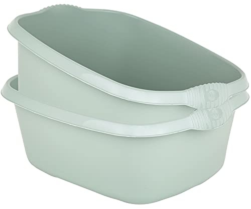 2x Schüssel Set grün 12L 39x32cm rechteckig Spülschüssel Kunststoff Spüle