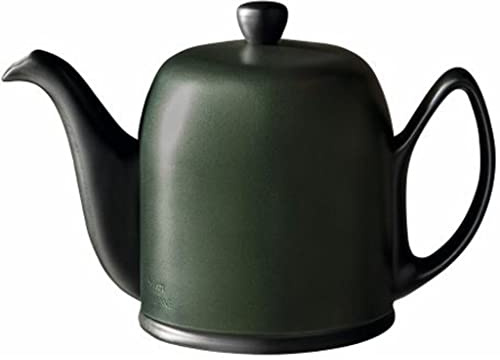 Guy Degrenne Salam Minérale Théière 6 Tasses Corps Noir Cloche Émeraude | Théière 6 tasses (100 cl) en porcelaine noire, cloche émeraude en acier doublée de feutrine, résiste aux chocs et aux taches