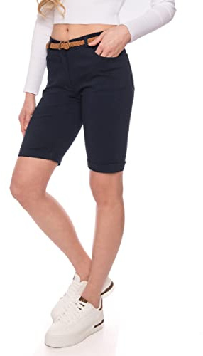 Kendindza Chino Damen Kurze Bermuda-Knielang-Hose Sommer-Shorts elegant