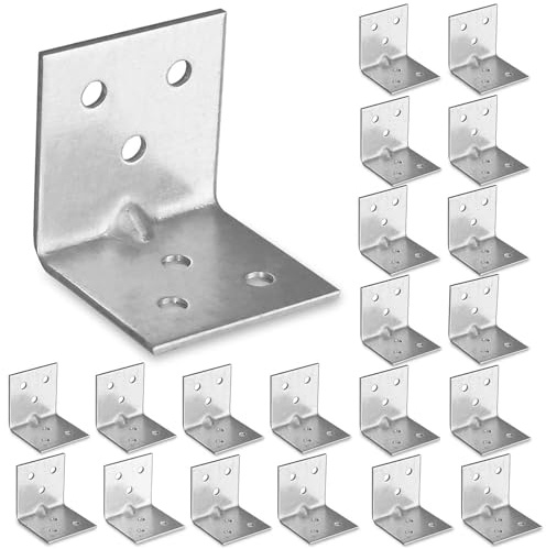 OMIdeas 20 x Staffe angolari (30 x 30 x 30) Squadretta giunzione, Staffa angolare a 90 gradi, Connettore di fissaggio per mobili in legno, zincato argento