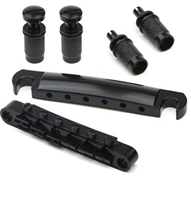 Pxyelec Tune-O-Matic Steg-Saitenhalter für LP E-Gitarre, Schwarz