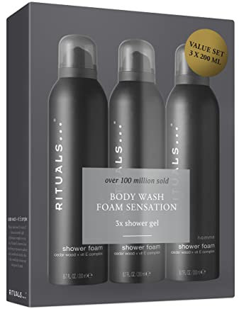 RITUALS Schäumendes Duschgel Vorteilspack von The Homme Collection, 3 x 220 ml - Mit Zedernholz - Stimulierende & belebende Eigenschaften mit Vitamin E-Komplex