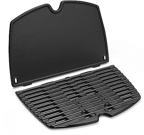 7645 Grillrost Gusseisen für Weber Q200, Q220, Q2000, Q2200 Series, 27,3 x 38,9 cm Grillpfanne ersatzteile für Weber Grill Set Mit Grillrost Ersatzteile(6559+7645 Grillplatte)