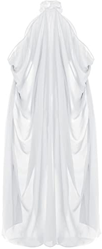 DRHOM Vintage Frauen Braut Schleier Umhang Halfter Capelets off Schulter Glänzende Knopf Shaw Umhang Für Hochzeit Pary, Weiss/opulenter Garten, Einheitsgröße