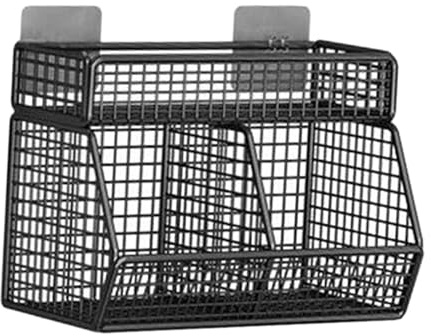 Qianly Panier en fil métallique, panier de stockage de fruits, panier en fil suspendu mural pour comptoir, 2 grilles