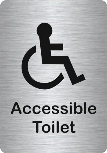 Customcard Ltd Accessible toilet sign–high quality, brushed silver finish with tape on the back