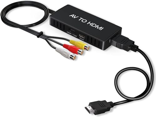DigitPro Convertitore da RCA a HDMI, Adattatore AV Composito a HDMI Compatibile con Wii, PS2, VHS, VCR, DVD, Xbox, N64 e altri dispositivi per TV moderne Supporta formati PAL/NTSC, uscita 720P/1080P