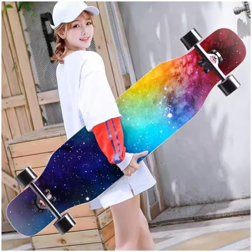 42 Zoll Skateboard Longboard für Anfänger Jungen Und Mädchen, Skateboard Anfänger Longboards für Jungen Mädchen, Skateboards Verlängerungs Skateboards für Teenager (Color : D)