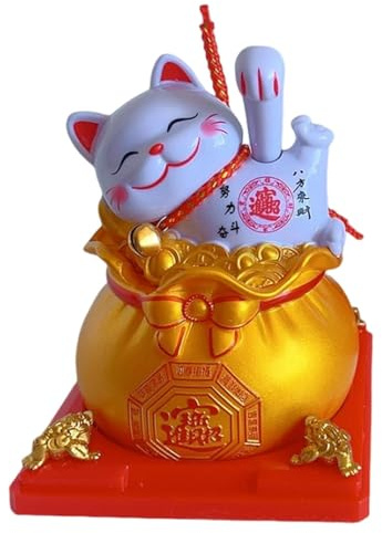 Chat porte-bonheur chinois - Statue de chat porte-bonheur à énergie solaire - Figurines de chat - Décoration d'intérieur pour voiture, chambre, décoration d'intérieur