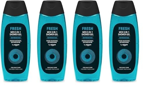 by Amazon Gel douche Fraîcheur 3-en-1 pour homme, 2 x 500 ml (Lot de 2)