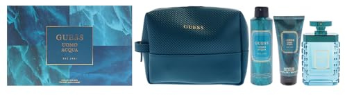 Guess Uomo Acqua by Guess for Men Geschenkset, 180 ml, EDT Spray, 170 ml Deodorizing Body Spray, 80 ml Duschgel, Beutel
