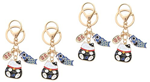 PRETYZOOM 4 Stück Schlüsselbund Auto-gadgets Telefon Schlüsselanhänger Maneki Zubehör Für Spielsets Feng-shui Schlüsselanhänger Für Autoschlüssel Japanisches Glücksamulett Blue Zinklegierung