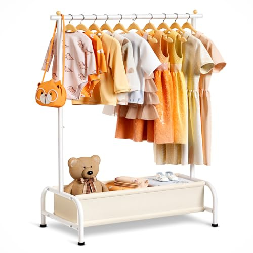 MISSLO Appendiabiti per bambini con ripiano inferiore, bianco