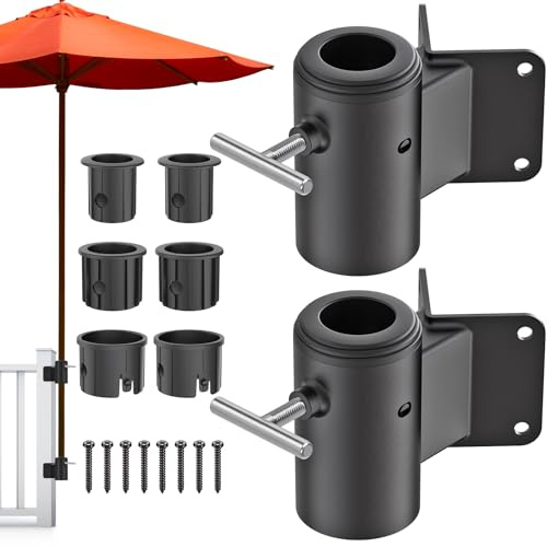 Dolibest Schirmhalter Balkongeländer Wandbefestigung Rechtwinklige/1 Satz | 3-5cm Stange,Ampelschirm Wäschespinne Flaggenmast Rohrklemme Ständer,10cm Geländer Zaunpfosten,Reduzierhülse,Platzsparend