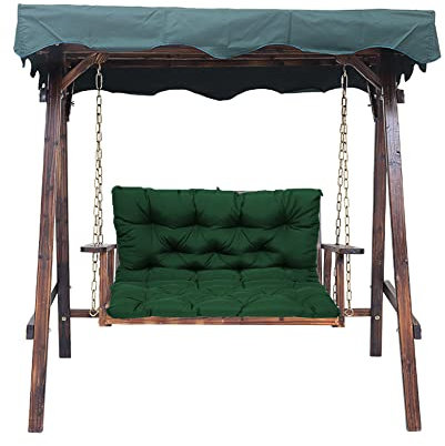 Wasserdichte Ersatz-Schaukelbankkissen mit Rückenlehne für Outdoor-Terrassenmöbel, dunkelgrün, 2-/3-Sitzer, Gartenstühle, Bankauflagen, 120 x 100 x 10 cm