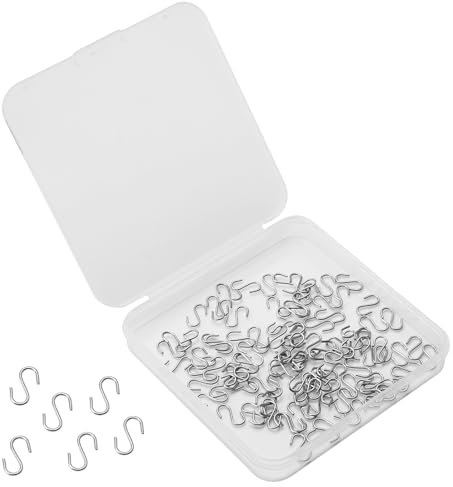 100 Stück Mini S-förmige Haken Zum Einhängen, 14mm Haken hängende Metallhaken zum Einhängen mit Aufbewahrungsbox, für Schmuck DIY Handwerk Schmuck Schlüsselkette Tag Festival Dekoration(Silber)