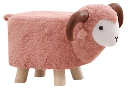 Folpus Niedliche Tierfußstützen -Ottomane mit hölzernen Beinen tragbare Bequeme Kinderhocker Home Decor für den Eingang im Freien, Rosa
